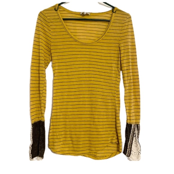 BKE Tops - BKE Yellow Stripe Long Sleeve Tee